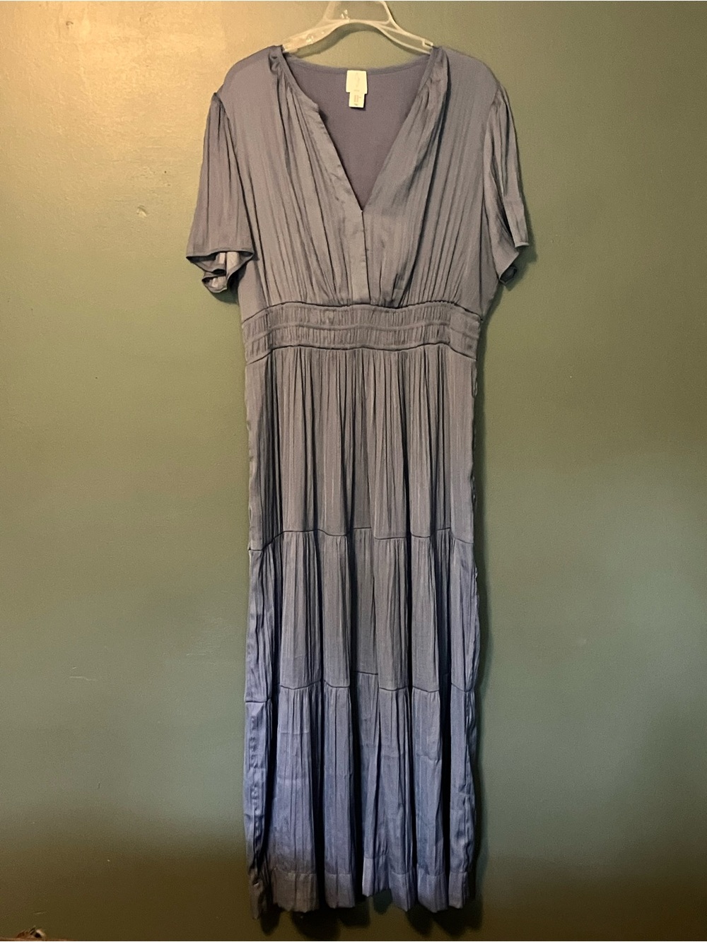 Joie Lavender Blue V-Neck Tiered Maxi Dress